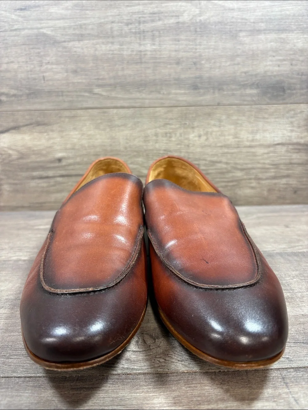 Curatore Venetian Loafers Brown Burnished Leather Mens Size 10